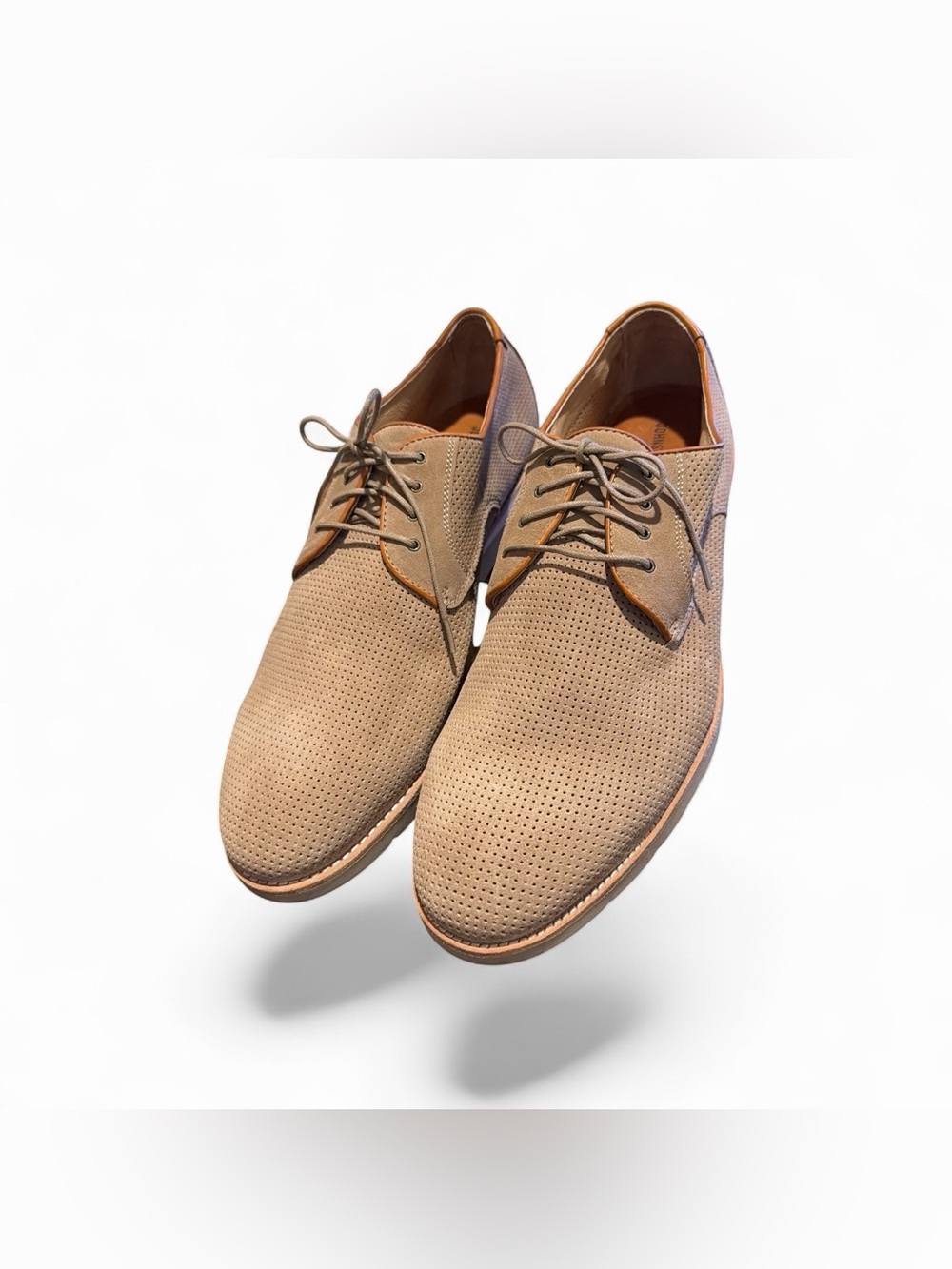Johnston & Murphy Men’s 13M Sheepskin Suede Perforated Derby Shoes Tan